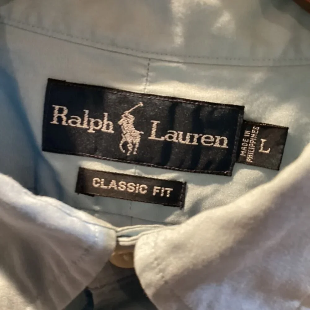 Ralph‎ Lauren Button Down Shirt Short Sleeve 100% Cotton Blue 50